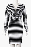 Striped V-Neck Bodycon Dress