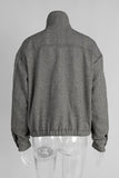Stand-Up Collar Herringbone Jacket