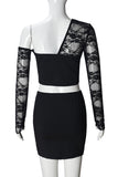 Lace Sleeve Asymmetrical Skirt Set