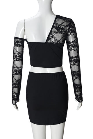 Lace Sleeve Asymmetrical Skirt Set