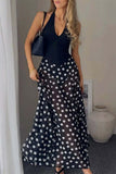 Halter Polka Dot Midi Dress