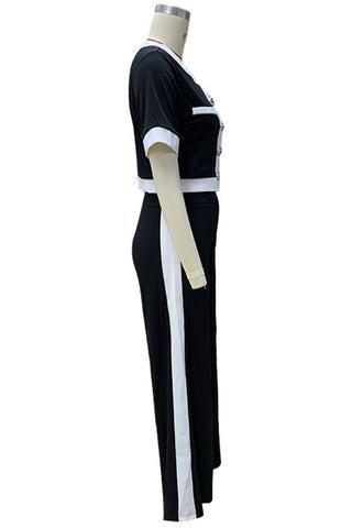 Button-Front Elegant Pants Set