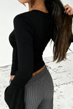 Tie-Front Long Sleeve Top