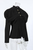 Statement Button-Accent Blouse