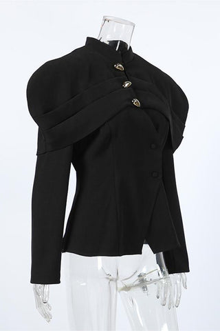 Statement Button-Accent Blouse