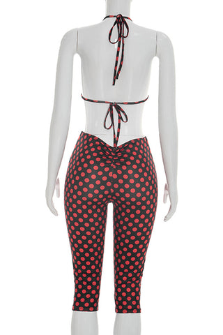 Polka Dot Crop Top and Pants Set