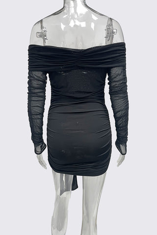 Off-Shoulder Ruched Mini Dress