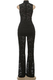 High-Neck Lace Jumpsuit