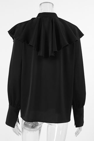 Long Sleeve Ruffle Collar Loose Blouse