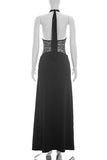 Halter Neck Evening Dress with Lace Detail