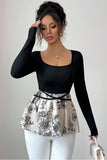 Floral Peplum Long Sleeve Blouse
