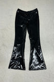 Faux Leather Flared Casual Pants