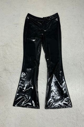 Faux Leather Flared Casual Pants