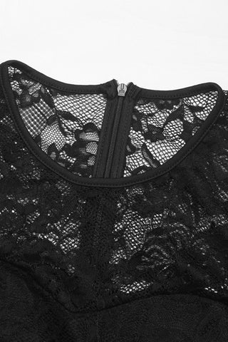 Lace Long-Sleeve Belted Jumpsuit