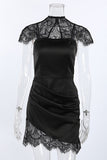 Lace-Detail Square Neck Dress