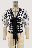 Bow-Tied Patterned Blouse