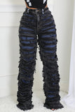 Distressed Wide Leg Denim Pants