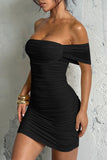 Off-Shoulder Ruched Casual Dress