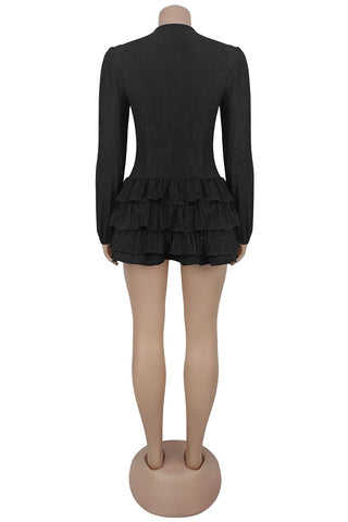 Ruffle Tiered Lace-Up Mini Dress