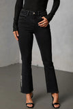 Pearl-Studded Flare Jeans