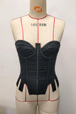 Strapless Pleated Corset Tank