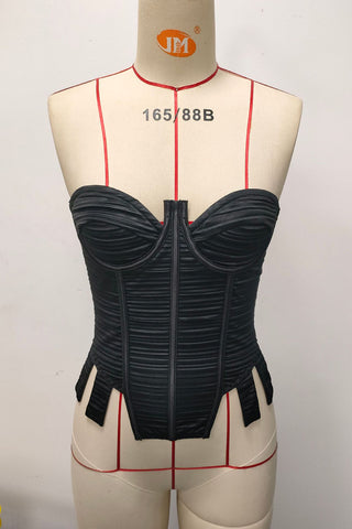 Strapless Pleated Corset Tank
