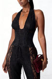 Lace-Up Halter Jumpsuit
