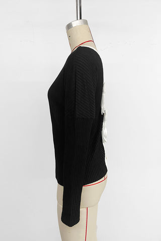 Bow-Back Detail Long Sleeve Top