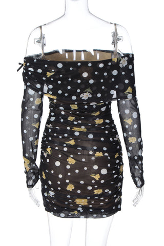 Off-Shoulder Ruched Casual Dress