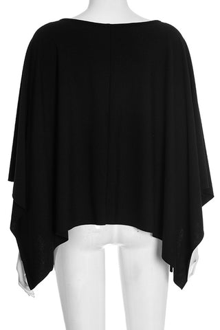 Flowing V-Neck Poncho Blouse
