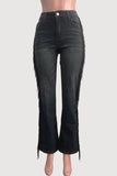 Fringe-Trim Straight Jeans