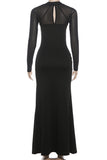 Elegant Sheer-Sleeve Evening Dress