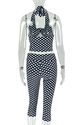 Polka Dot Halter Pants Set