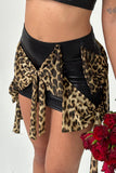 Leopard Bow Accent Mini Skirt