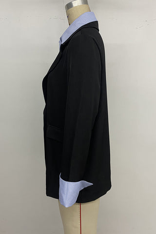 Striped Classic Blazer with Layered Look