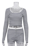 Striped Button-Up Short Set