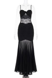 Lace-Panel Mermaid Evening Dress