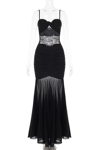Lace-Panel Mermaid Evening Dress