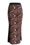 Animal Print Slit Skirt