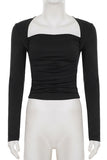 Long-Sleeve Ruched T-Shirt