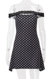 Off-Shoulder Polka Dot Casual Dress