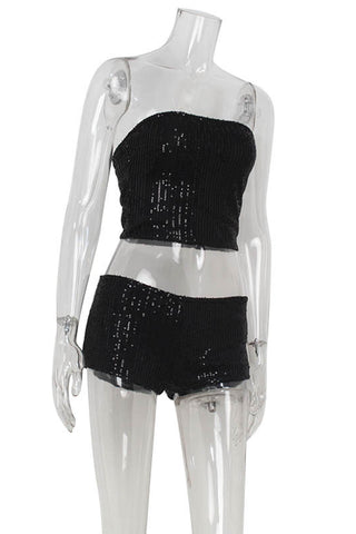 Sequin Tube Top and Shorts Set