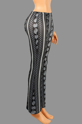 Geometric Pattern Flare Casual Pants