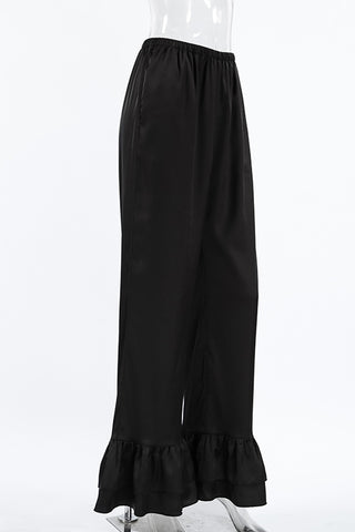 Ruffle-Hem Wide-Leg Pants