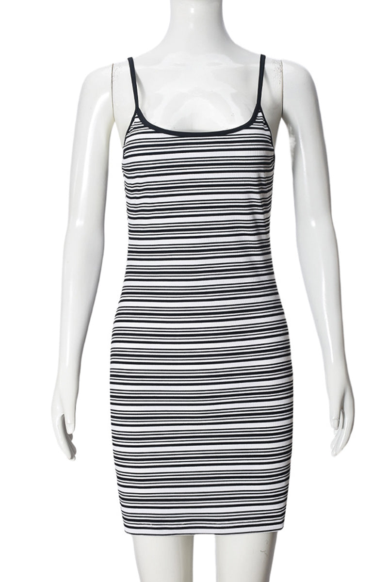 Striped Sleeveless Casual Dress