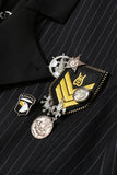 Cropped Pinstripe Blazer with Brooch
