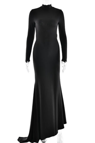 Elegant Long-Sleeve Evening Gown
