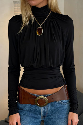 Elegant High-Neck Long Sleeve Top