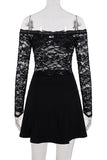Lace Insert Off-Shoulder Casual Dress
