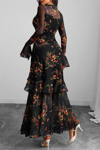 Floral Ruffle Tiered Casual Dress